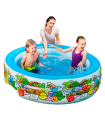 Tradineur - Piscina hinchable infantil con 3 anillos multicolor - Incluye parche de reparación, inflables de verano (400  litros, 152 x 51 cm)