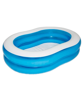 Tradineur - Piscina hinchable infantil ovalada con válvula de seguridad y parche de reparación, inflables de verano (150 litros, 150 x 100 x 30 cm)