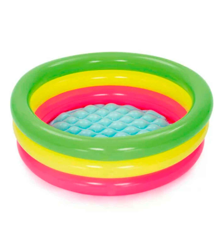 Tradineur - Piscina hinchable infantil, 3 aros, vinilo resistente, válvula de seguridad, 3 cámaras de aire. Multicolor. 70 x 24 cm (diámetro x alto)