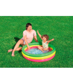 Tradineur - Piscina hinchable infantil con 3 anillos de colores, suelo suave y parche de reparación, inflables de verano (221 litros, 152 x 30 cm)