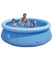 Tradineur - Piscina hinchable redonda 2,4 m x 63 cm, 2100 L. Piscina inflable para adultos, niños, uso doméstico, jardín, terraza, aire libre (Azul)