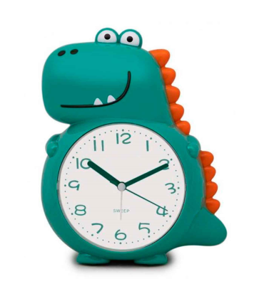 Tradineur - Reloj infantil analógico, despertador con diseño de dinosaurio - Multifunciones - Fabricado en plástico resistente - 20 x 15 x 12 cm