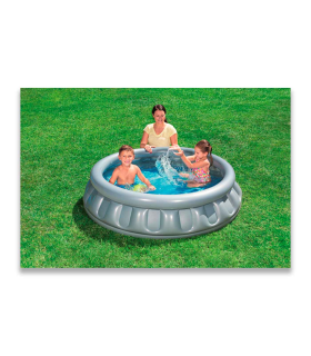 Tradineur - Piscina hinchable color gris, 512 litros de capacidad, incluye: parche de reparación. 43 x 152 cm (altura x diámetro)