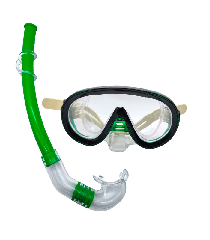 Tradineur - Set de gafas de buceo con tubo, Protección UV, Diseño estilo aviador, Fabricadas en PVC, Medida ajustable. Surtido