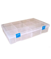 Tradineur - Caja organizadora multiusos con separadores, 10 compartimentos, plástico, almacenaje de tornillos, tuercas, accesorios pesca, 6 x 29,8 x 19,9 cm