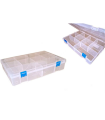 Tradineur - Caja organizadora multiusos con separadores, 10 compartimentos, plástico, almacenaje de tornillos, tuercas, accesorios pesca, 6 x 29,8 x 19,9 cm