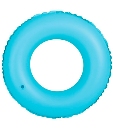 Tradineur - Flotador neón infantil hinchable de vinilo, aro, anillo inflable para piscina, playa, natación, resistente, niños, Ø 76 cm, color aleatorio