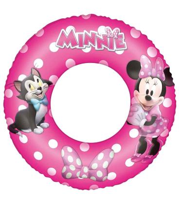 Tradineur - Flotador hinchable Minnie infantil, vinilo resistente, 56 cm diámetro. Para niños de 3 - 6 años.