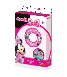 Tradineur - Flotador hinchable Minnie infantil, vinilo resistente, 56 cm diámetro. Para niños de 3 - 6 años.