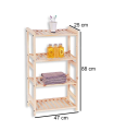 Estantería de madera, 4 niveles, soporte de 4 estantes, ordenación, con instrucciones, fácil montaje, 88 x 47 x 25 cm