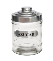 Azucarero de cristal con tapa de aluminio, tarro, bote, frasco para azúcar, recipiente condimentos, almacenamiento, cocina, 14,5 x 10 cm, 700 ml