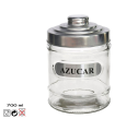 Azucarero de cristal con tapa de aluminio, tarro, bote, frasco para azúcar, recipiente condimentos, almacenamiento, cocina, 14,5 x 10 cm, 700 ml