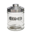 Set de azucarero y tarro para café de cristal 700 ml, botes para azúcar y café transparentes con tapa de aluminio 14,5 x 10 cm, tarros, recipientes de vidrio, almacenamiento de condimentos, cocina