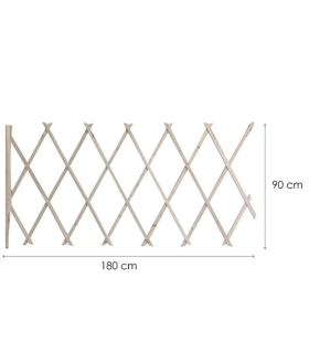 Tradineur - Celosía extensible de madera natural, estructura para plantas trepadoras, decoración de jardines, separación de espacios, interior, exterior, hogar, 180 x 90 cm