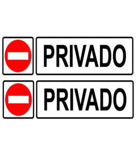 Tradineur - Pack de 2 etiquetas de señalización privado, PVC, pegatinas rectangulares de prohibición, carteles con adhesivo, letreros, casa, oficina, colegio, negocios, 17 x 4,5 cm