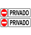 Tradineur - Pack de 2 etiquetas de señalización privado, PVC, pegatinas rectangulares de prohibición, carteles con adhesivo, letreros, casa, oficina, colegio, negocios, 17 x 4,5 cm