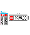 Tradineur - Pack de 2 etiquetas de señalización privado, PVC, pegatinas rectangulares de prohibición, carteles con adhesivo, letreros, casa, oficina, colegio, negocios, 17 x 4,5 cm