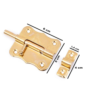 Tradineur - Cerrojo para puerta universal multifunción, pestillo de acero inoxidable, pasador de seguridad, fácil colocación mediante tornillos, puertas, armarios, taquillas (Dorado, 60 mm)