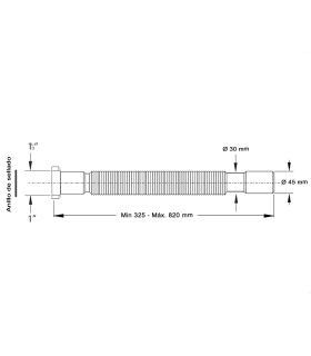 Tradineur - Tubo de desagüe flexible para fregadero, manguera de drenaje, sifón de plástico para lavabo, trampa de olor, extensible de 325-820 mm (Blanco, 1 - 1/2'')