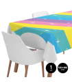 Tradineur - Set de decoración para cumpleaños, incluye guirnalda de princesa, mantel arcoiris y platos, vasos y servilletas de unicornio, fiestas, celebraciones infantiles (Niña, 5 artículos)