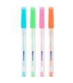 Tradineur - Pack de 4 bolígrafos de colores pastel con punta de 1 mm, escritura suave y precisa, uso escolar, oficinas