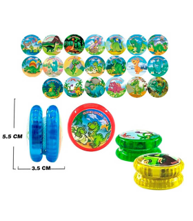 Tradineur - Yoyo modelo dinosaurio - Fabricado en plástico PVC no tóxico - Perfecto para que los principiantes aprendan trucos - Ø 5,5 cm - Modelo Aleatorio