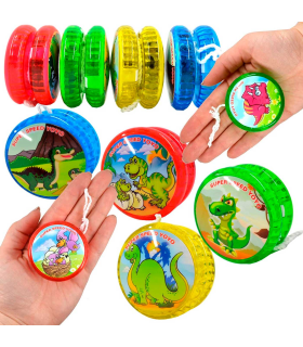 Tradineur - Yoyo modelo dinosaurio - Fabricado en plástico PVC no tóxico - Perfecto para que los principiantes aprendan trucos - Ø 5,5 cm - Modelo Aleatorio