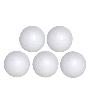 Tradineur - Pack de 5 bolas poliestireno - Técnica de lentejuelas, técnica de servilletas, fieltro, manualidades, decoración - color blanco - Ø 6 cm