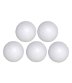 Tradineur - Pack de 5 bolas poliestireno - Técnica de lentejuelas, técnica de servilletas, fieltro, manualidades, decoración - color blanco - Ø 6 cm