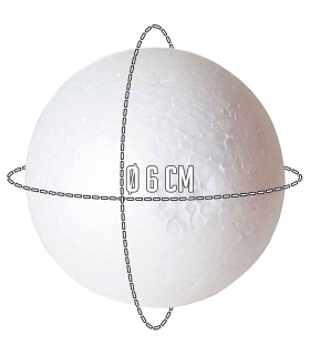 Tradineur - Pack de 5 bolas poliestireno - Técnica de lentejuelas, técnica de servilletas, fieltro, manualidades, decoración - color blanco - Ø 6 cm