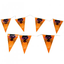 Tradineur - Banderitas para Halloween - Fabricado en plástico - Adorno para decoración - 5 Metros - Color Negro y Naranja