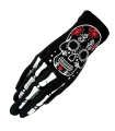 Tradineur - Guantes cortos con diseño de calavera mexicana- Fabricación 100% poliéster - Complementos de disfraz, carnaval, halloween, cosplay, fiestas. - Color Negro