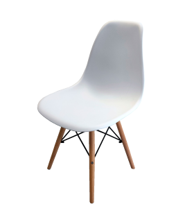 Tradineur - Silla con asiento de plástico y patas de madera, estilo nórdico, silla de interior, diseño escandinavo, ideal para comedor, estudio, oficina, cocina (Blanco, 83 x 46 x 41 cm)