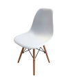 Tradineur - Silla con asiento de plástico y patas de madera, estilo nórdico, silla de interior, diseño escandinavo, ideal para comedor, estudio, oficina, cocina (Blanco, 83 x 46 x 41 cm)