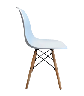 Tradineur - Silla con asiento de plástico y patas de madera, estilo nórdico, silla de interior, diseño escandinavo, ideal para comedor, estudio, oficina, cocina (Blanco, 83 x 46 x 41 cm)