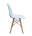 Tradineur - Silla con asiento de plástico y patas de madera, estilo nórdico, silla de interior, diseño escandinavo, ideal para comedor, estudio, oficina, cocina (Blanco, 83 x 46 x 41 cm)