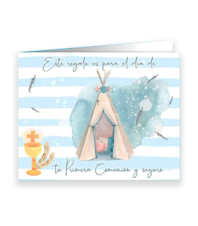 Tradineur - Billetero para celebrar la primera Comunión de los niños. Día del niño u otras celebraciones. 8,50 x 11 x 0,2 cm, diseño aleatorio