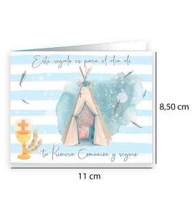 Tradineur - Billetero para celebrar la primera Comunión de los niños. Día del niño u otras celebraciones. 8,50 x 11 x 0,2 cm, diseño aleatorio