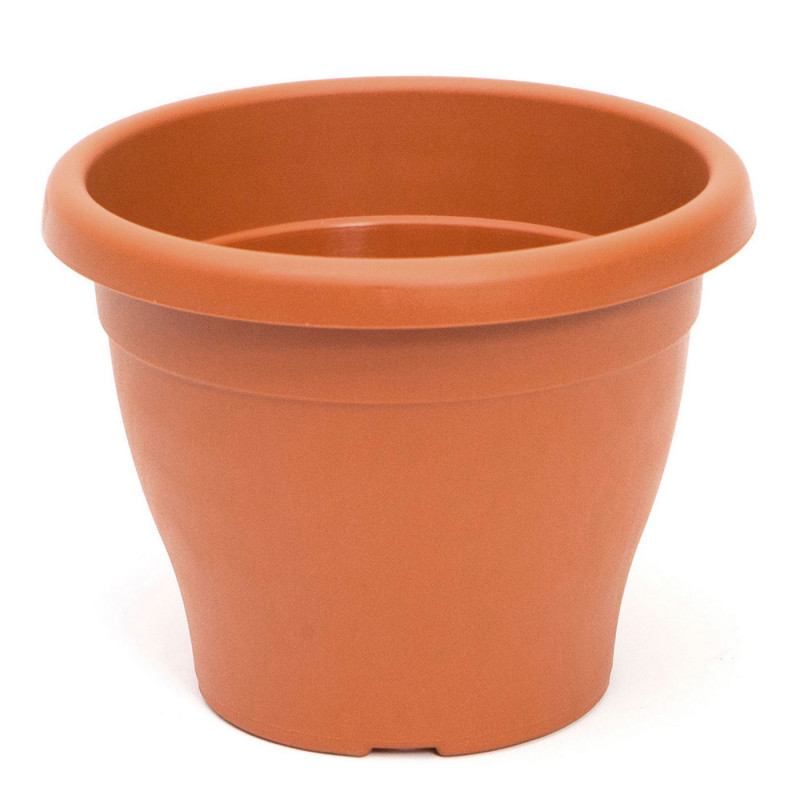 Maceta de plástico redonda marrón, 24,5 cm, 6 litros, modelo Mediterránea para plantas y flores con orificios inferiores, recipi Maceta de plástico redonda marrón, 24,5 cm, 6 litros, modelo Mediterránea para plantas y flores con orificios inferiores, recipi