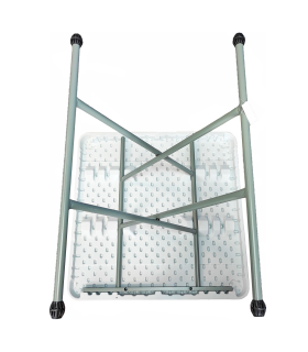 Tradineur - Mesa plegable con altura ajustable, 3 posiciones, estructura de metal y plástico, portátil, playa, camping (Blanco, 71/59/47 x 72 x 72 cm)