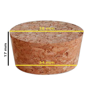 Tradineur - Pack de 2 tapones de corcho cónicos para botellas, garrafas, botes, frascos, bar, restaurante, vino, aceite, 38 x 17 x 34 mm