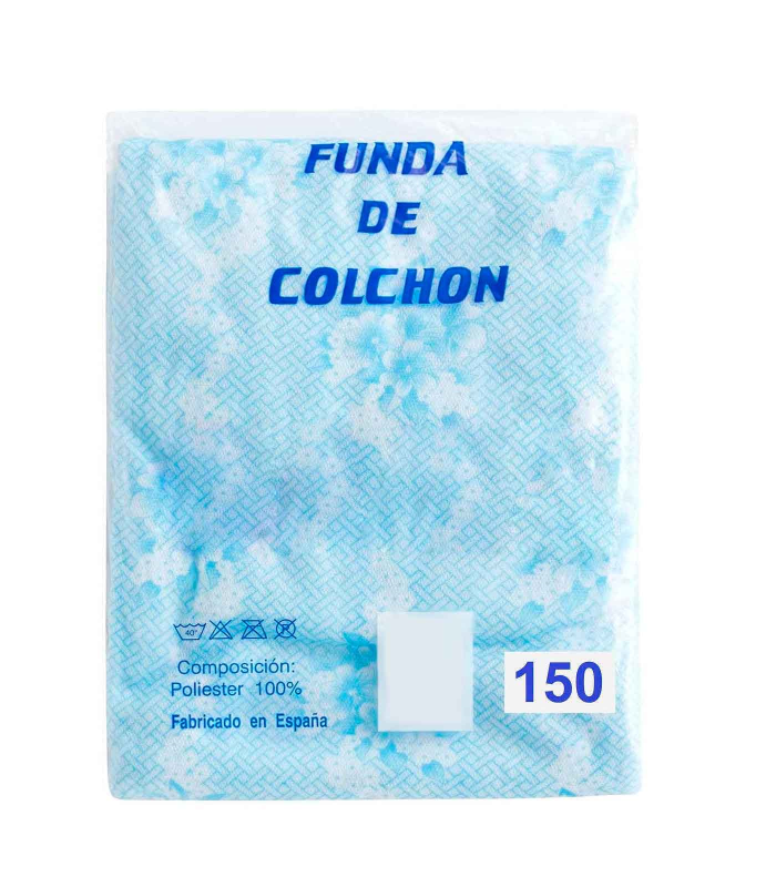 Funda de colchón cubre colchón 100% poliéster elástica con cremallera azul 150CM azul