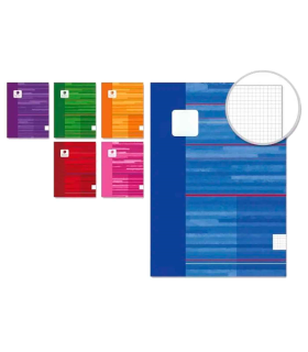 Tradineur - Pack de 6 cuadernos / libretas cuadriculados sin anillas de color surtido con medidas de 22 x 17 cm, ideal para el colegio, oficina... con tapa plastificada A8