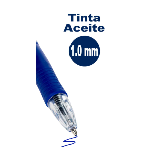 Tradineur - Pack de 6 bolígrafos retráctiles - Fabricado en plástico PVC - Tinta semi gel - Punta de 1mm - Goma antideslizante - Color Surtido.