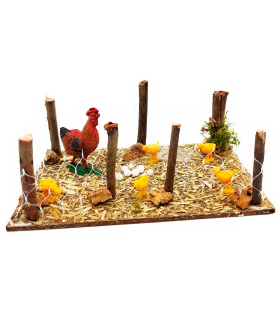 Tradineur - Corral con animales para Belén, resina y corcho, adorno de granja para nacimiento, pesebre, figuras Navidad, decoración, 14,2 x 9 x 5,8 cm, modelo aleatorio