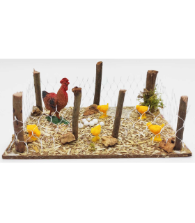 Tradineur - Corral con animales para Belén, resina y corcho, adorno de granja para nacimiento, pesebre, figuras Navidad, decoración, 14,2 x 9 x 5,8 cm, modelo aleatorio