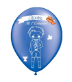 Tradineur - Set de 12 globos personalizables para Primera Comunión de látex de caucho natural, decoración en fiestas, celebraciones, hogar (Azul, Niño)