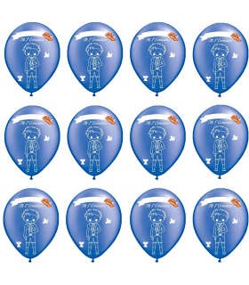 Tradineur - Set de 12 globos personalizables para Primera Comunión de látex de caucho natural, decoración en fiestas, celebraciones, hogar (Azul, Niño)