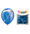 Tradineur - Set de 12 globos personalizables para Primera Comunión de látex de caucho natural, decoración en fiestas, celebraciones, hogar (Azul, Niño)