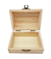 Tradineur - Caja de madera natural con forma de baúl, cierre metálico, tapa redondeada, almacenaje joyas, manualidades, decoración, 6 x 10,8 x 7,6 cm